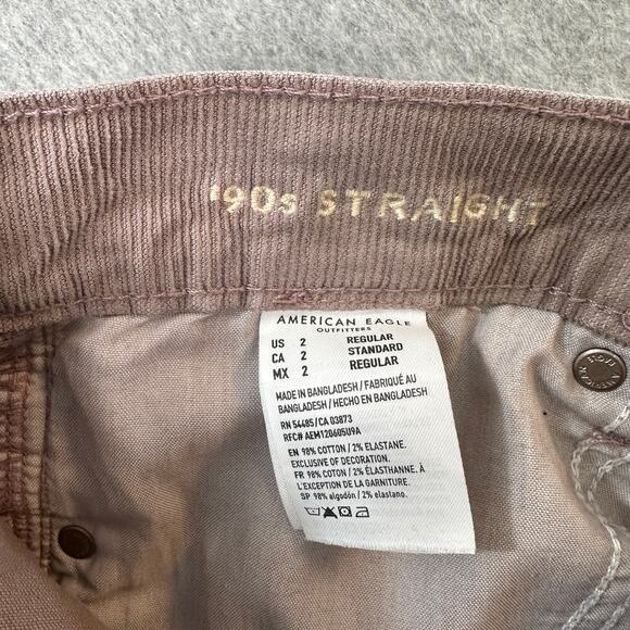 American Eagle Pants WMNS 2 Purple Corduroy Stretch 90s Straight Leg Regular Fit - Picture 5 of 7